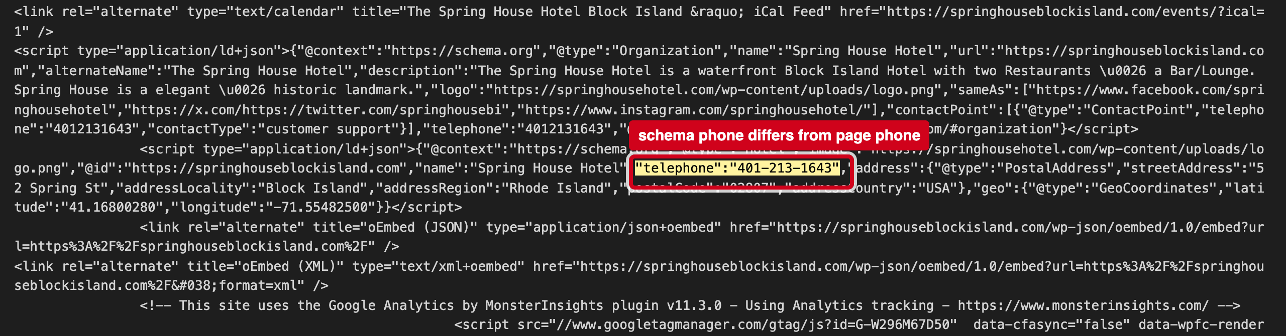 Screenshot: Two different phone numbers